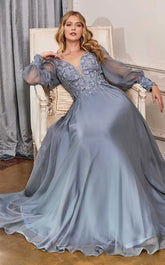 Full Sleeve Long Formal Mother of the Bride Dress by LaDivine CD0183
