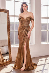 Amoris T605 Long Slit Formal Glitter Prom Dress