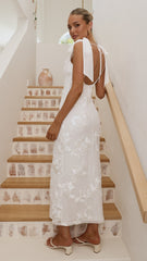 Usha Tie Strap Maxi Dress - White