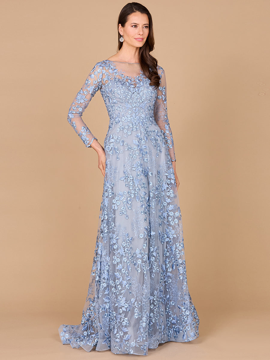 Lara Dresses 28987 Long Sleeve Formal A Line Lace Evening Dress