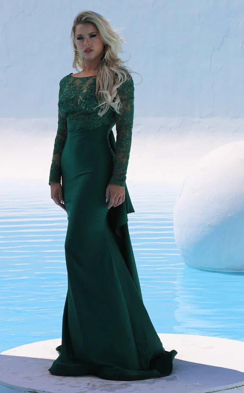 Jessica Angel 544 Long Sleeve Lace Formal Fitted Evening  Dress