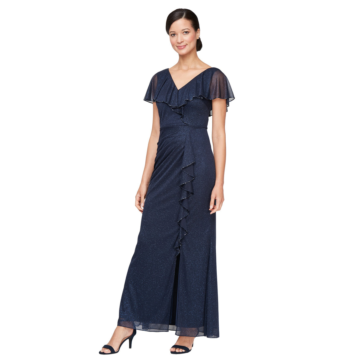 SL Fashions 9133254 Long Formal Mother of the Bride Capelet Dress
