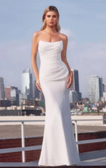 HAVEN GOWN - OFF WHITE STRAPLESS CHIFFON DRESS