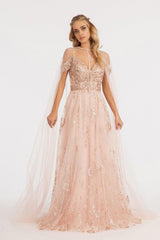 Off Shoulder  A-line Long Prom Dress